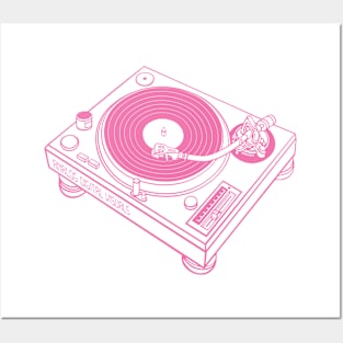 Turntable (Cyclamen Pink Lines) Analog / Music Posters and Art